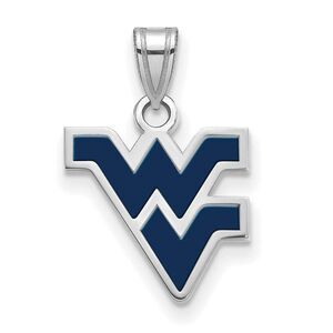 Sterling Silver West Virginia U. Small Enamel Logo Pendant